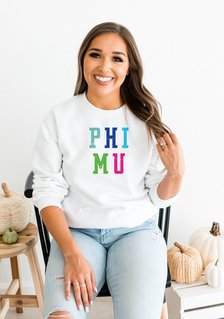Phi Mu Vintage Rainbow Crewneck Sweatshirt