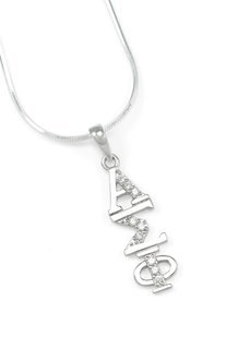 Alpha Sigma Phi Sterling Silver Lavaliere set with Lab-created Diamonds