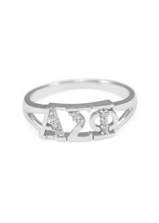Alpha Sigma Phi Sterling Silver Ring set with Lab-Created Diamonds