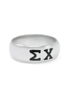 Sigma Chi Sterling Silver Wide Band Ring