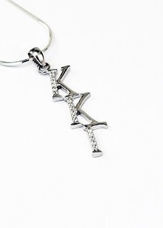 Sterling Silver Diagonal Lavaliere set with Lab-Created Diamonds