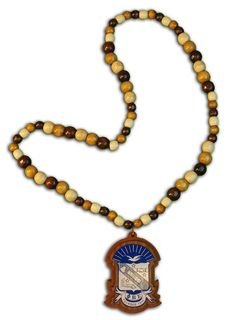 Wood Bead Greek Tiki Crest - Shield Necklace