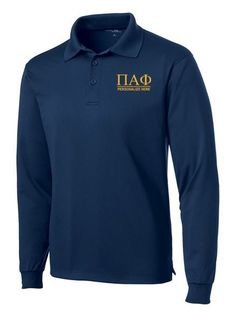 Pi Alpha Phi- $35 World Famous Long Sleeve Dry Fit Polo