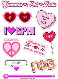 Gamma Phi Beta Love Theme Stickers