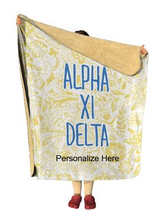 Alpha Xi Delta Floral Sherpa Lap Blanket