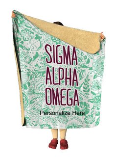 Sigma Alpha Omega Floral Sherpa Lap Blanket