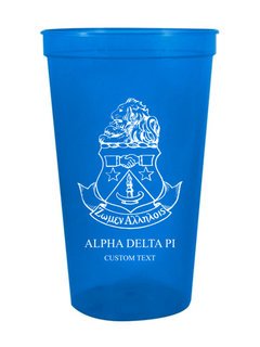 Alpha Delta Pi Custom Greek Crest Letter Stadium Cup