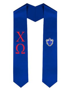 Chi Phi Greek Lettered Graduation Sash Stole With Crest