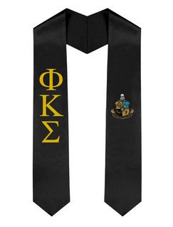 Phi Kappa Sigma Greek Lettered Graduation Sash Stole With Crest