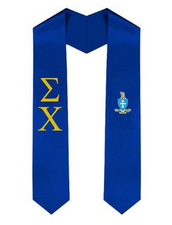 Sigma Chi Greek Lettered Graduation Sash Stole With Crest