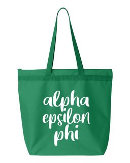 Alpha Epsilon Phi Script Tote Bag