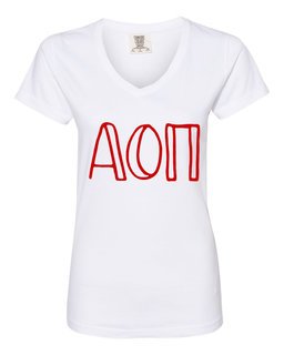 Alpha Omicron Pi Comfort Colors V-Neck T-Shirt