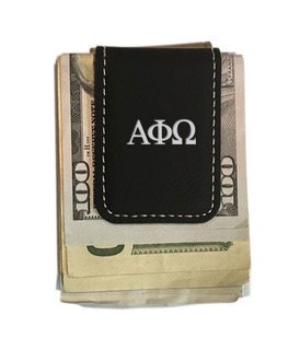 Alpha Phi Omega Greek Letter Leatherette Money Clip