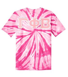 DISCOUNT-Gamma Phi Beta Lettered Tie-Dye t-shirts for only $30!