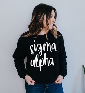 Sigma Alpha Script Crew Sweatshirt