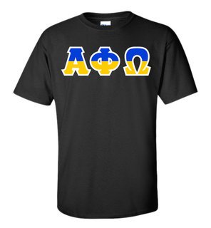 Alpha Phi Omega Two Tone Greek Lettered T-Shirt