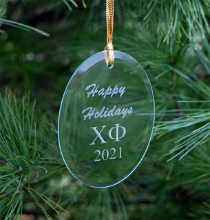 Chi Phi Holiday Glass Oval Ornaments