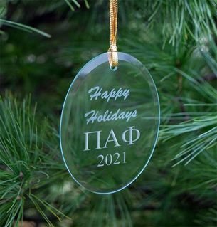 Pi Alpha Phi Holiday Glass Oval Ornaments