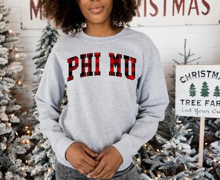 Phi Mu Christmas Plaid Nickname Sweatshirt