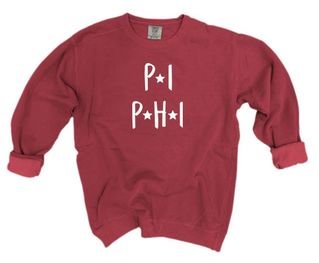 Pi Beta Phi  Pi Phi  Poodle Fleece Embroidered Crewneck with Sorority Name  Choose Your Color