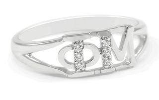 Phi Mu Sterling Silver Ring set with Lab-Created Diamonds