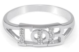 Gamma Phi Beta Sterling Silver Ring set with Lab-Created Diamonds