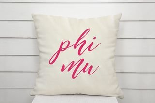 Phi Mu Script Pillow