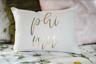 Phi Mu Gold Imprint Throw Pillow