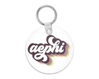 Alpha Epsilon Phi Retro Script Keychain