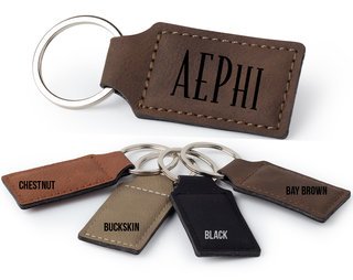 Alpha Epsilon Phi Logo Rectangle Faux Leather Keychain