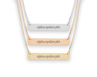 Alpha Epsilon Phi Script Bar Necklace