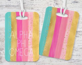 Alpha Phi Omega Bright Stripes Luggage Tag