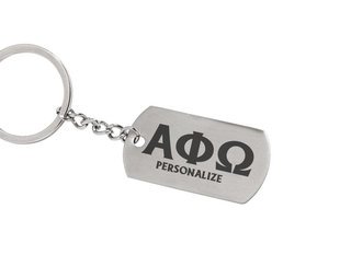 Alpha Phi Omega Dog Tag Style Custom Keychain