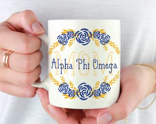 Alpha Phi Omega Mom Floral Mug