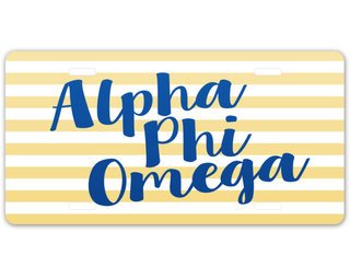 Alpha Phi Omega Striped License Plate