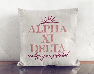 Alpha Xi Delta Linen Sun Pillow