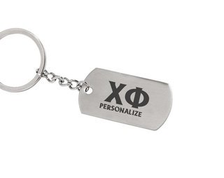 Chi Phi Dog Tag Style Custom Keychain