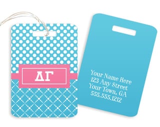 Delta Gamma Feathers Luggage Tags