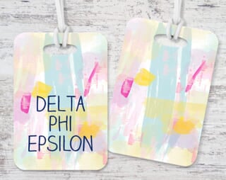 Delta Phi Epsilon DPHIE Bright Stripes Luggage Tag