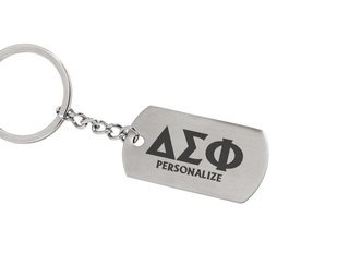 Delta Sigma Phi Dog Tag Style Custom Keychain