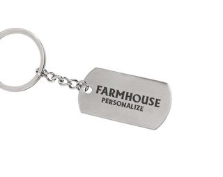 FARMHOUSE Dog Tag Style Custom Keychain