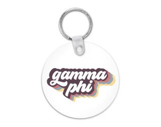 Gamma Phi Beta Retro Script Keychain