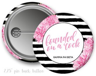 Gamma Phi Beta Floral Motto Button