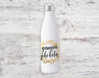 Gamma Phi Beta Gold Wreath Steel Water Bottle