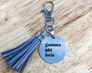 Gamma Phi Beta Stainless Tassel Keychain
