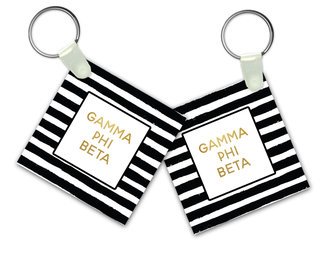 Gamma Phi Beta Striped Gold Keychain