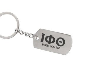 Iota Phi Theta Dog Tag Style Custom Keychain