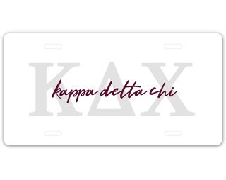 Kappa Delta Chi Letters Script License Plate