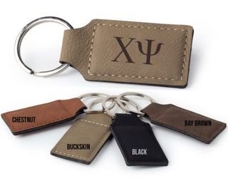 Chi Psi Letters Faux Leather Keychain