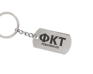 Phi Kappa Tau Dog Tag Style Custom Keychain